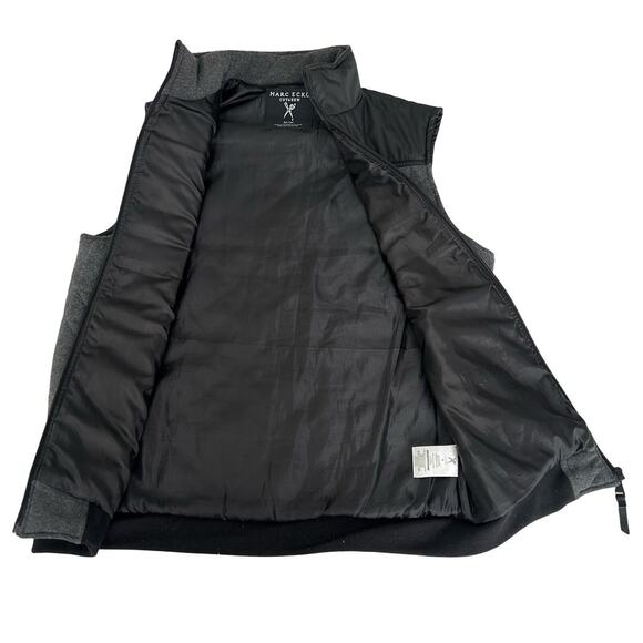 Marc Ecko Cut & Sew Quilted Vest Mens Size M Gray Tweed Insulated Full Zip - Picture 5 of 8